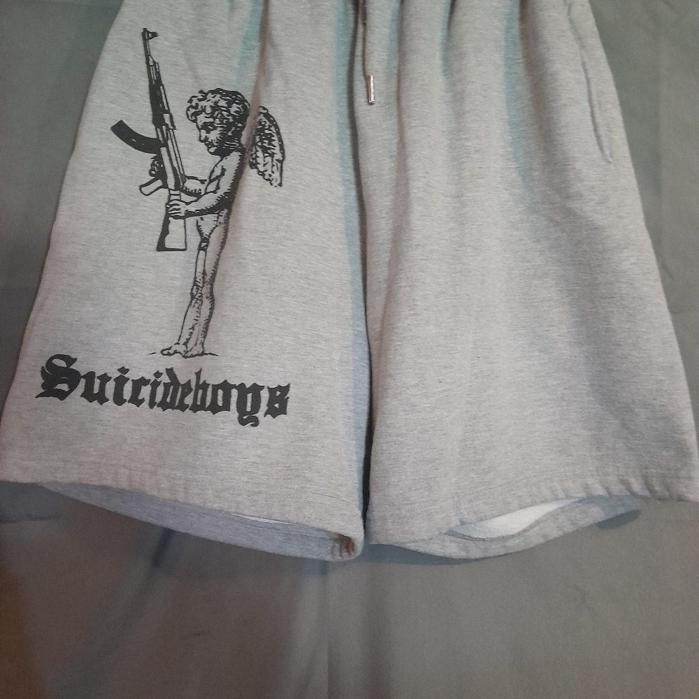$uicideboy$ Clip Your Wings Shorts - G59 Records Grey/Black, Size XL | Exclusive